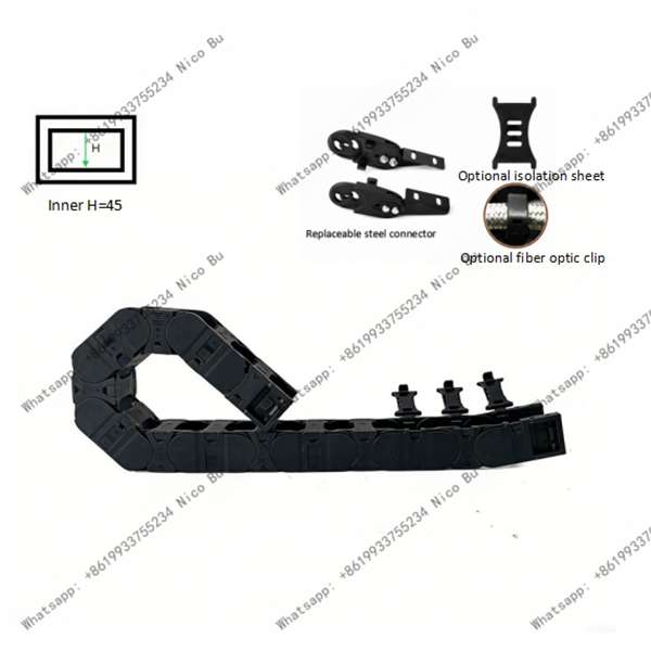 Side-Opening Drag Chain 45 – Black Easy-Access Cable Carrier
