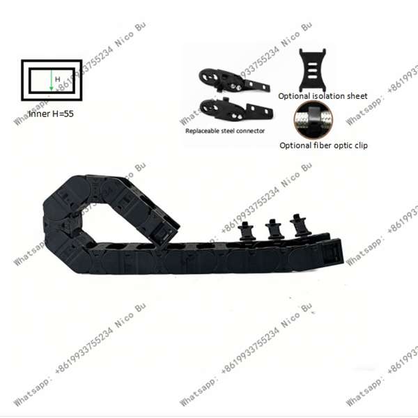 Side-Opening Drag Chain 55 – Large Black Nylon Cable Carrier